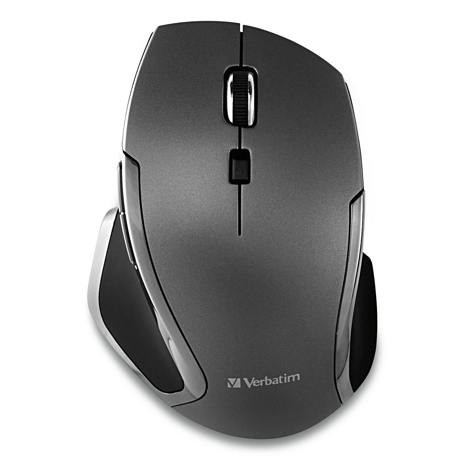 Verbatim Verbatim 2.4G Wireless 6-Button LED Ergonomic Deluxe Mouse - Computer Mouse with Nano Receiver for Mac and PC Black,Graphite (Pack of 2)