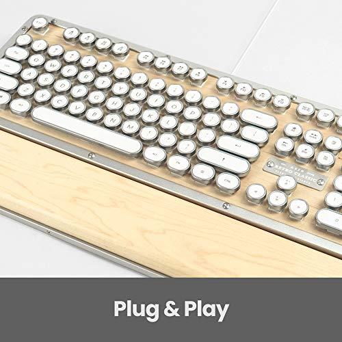 Azio Azio Retro Classic USB (Maple)- Wired Backlit Vintage Maple Wood Mechanical Keyboard for PC (MK-RETRO-W-02-US)