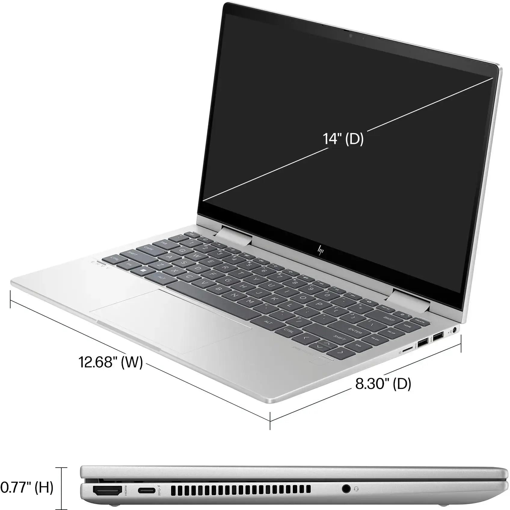 HP HP 2024 Envy 2-in-1 14 FHD IPS Touchscreen Laptop 10-Core Intel Core 5 120U Graphics 8GB DDR4 1TB NVMe SSD USB-C w/DP WiFi AX BT Webcam HDMI2.1 Backlit KB Fingerprint Windows 10 Home w/RE USB
