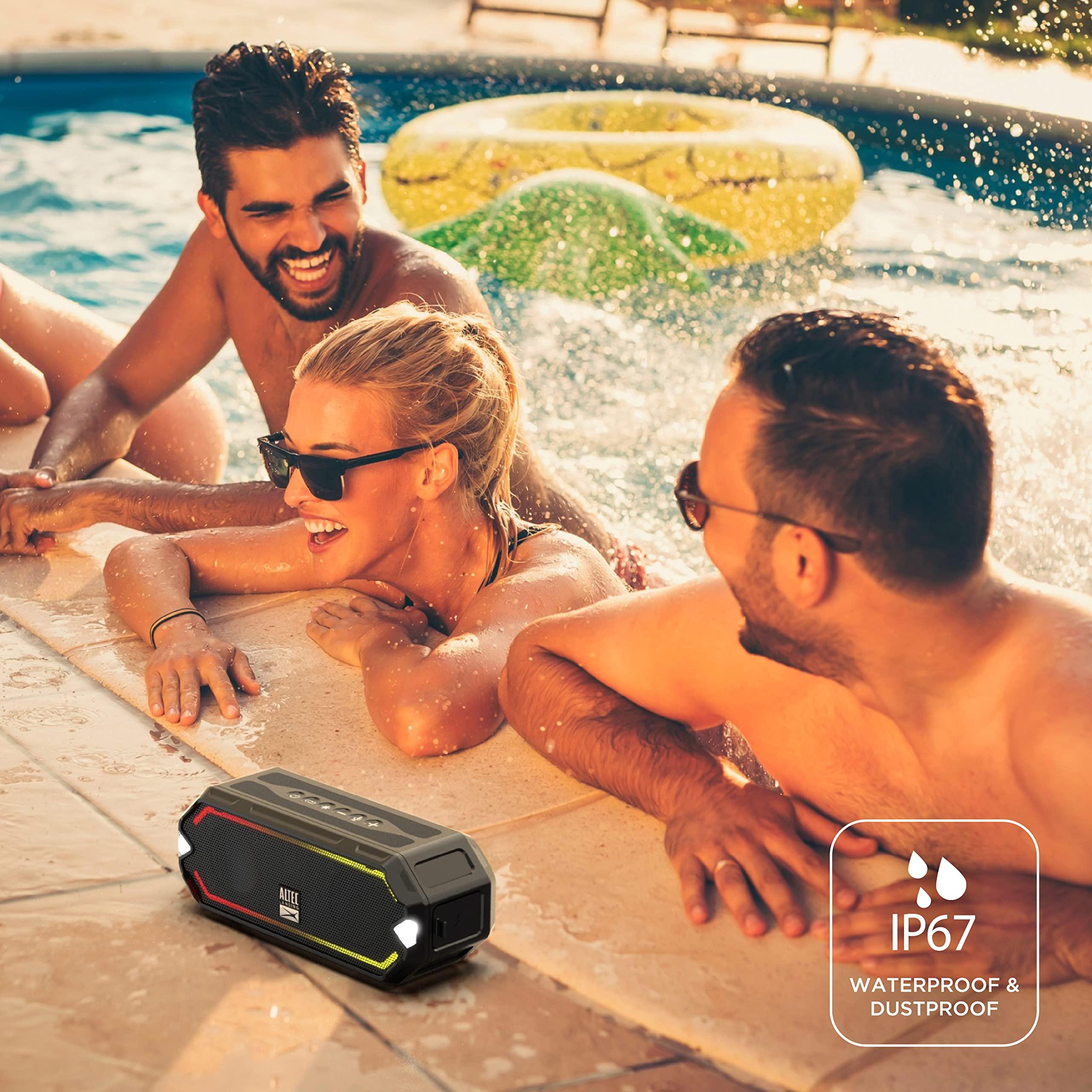 Altec Lansing Altec Lansing - HydraJolt Wireless Bluetooth Speaker, Waterproof Portable Speakers with Built in Phone Charger and Lights, Everything Proof Outdoor, Shockproof, Snowproof, 16 Hours Playtime
