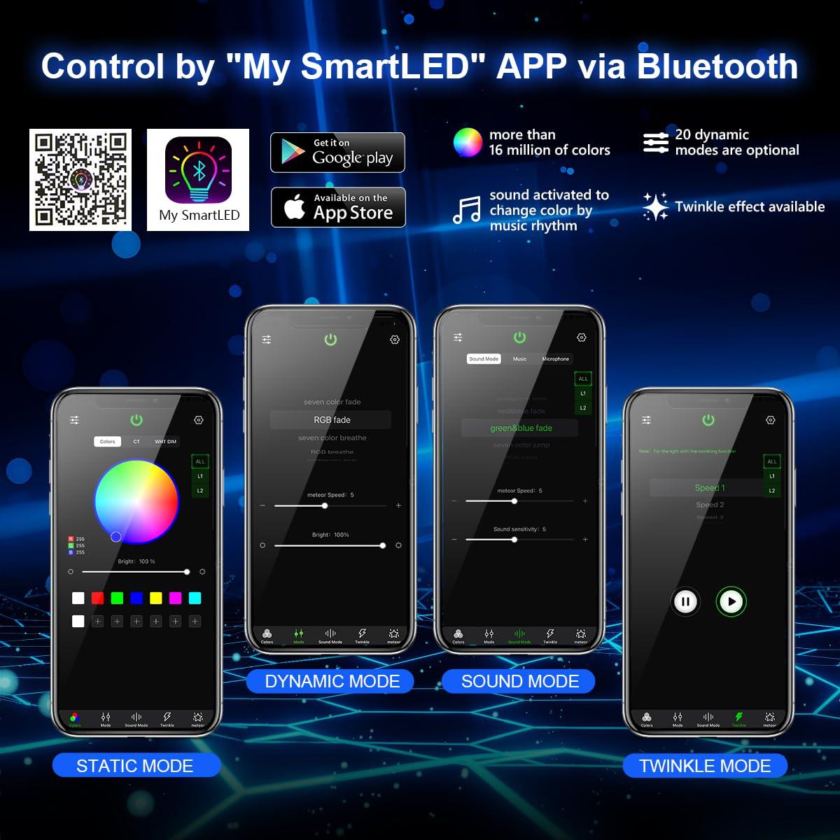 AMKI AMKI Twinkle 16w Fiber Optic Star Ceiling Light kit, 450pcs 0.03in 9.8ft Strands Starlight Headliner kit for Car Home Ceiling Decor Sound Activated Bluetooth/APP Remote Control RGBW Light Engine