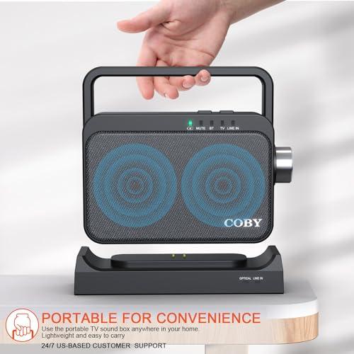 Coby Coby Wireless Hearing Amplifier & TV Audio Speaker - Portable Bluetooth TV Listening Device for Seniors and Hearing Impaired 100 Ft. Range, 8-HR Playback, 2.4gHz Transmission