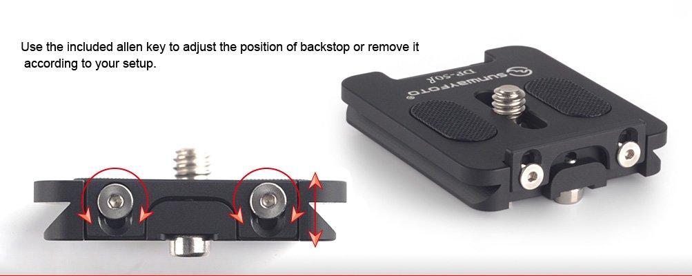SUNWAYFOTO SUNWAYFOTO DP-50R 50mm QR Plate w Retractable Lip, Compatible with Cameras, Black