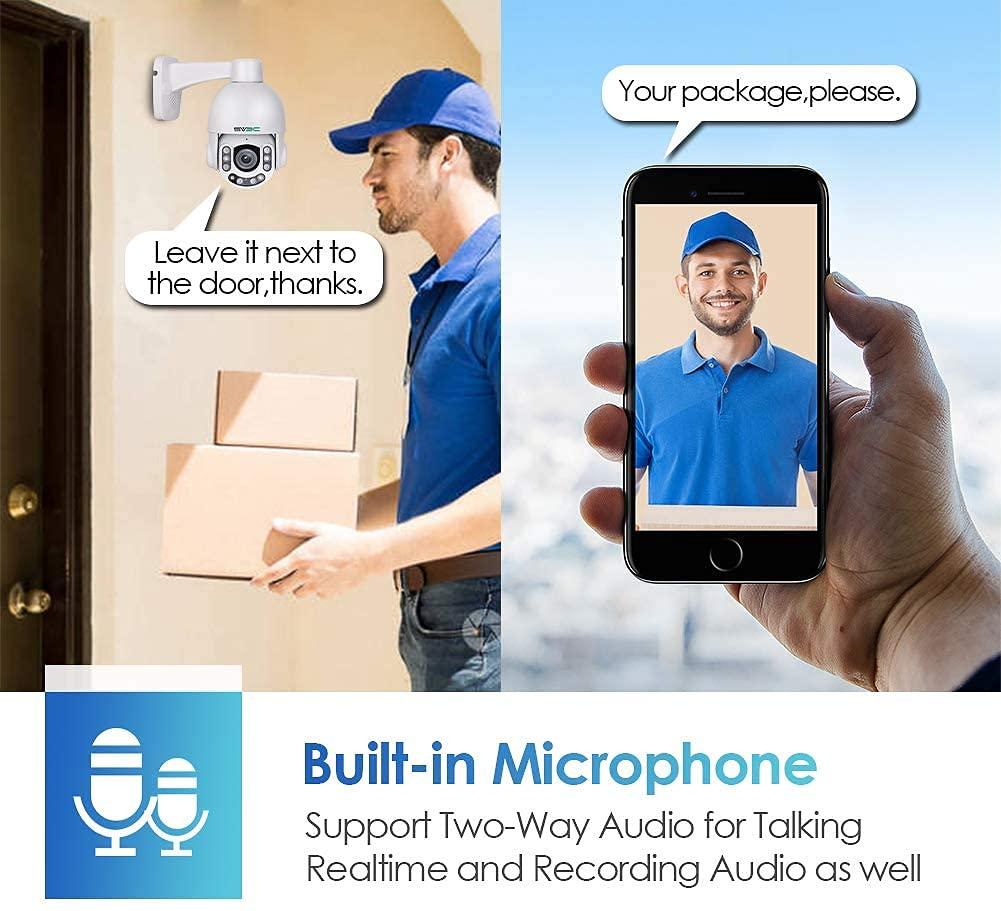 SV3C SV3C POE PTZ Security Camera Outdoor 5MP Auto Tracking 5X Optical Zoom Floodlight Color Night Vision IP Camera, 2-Way Audio, Metal Shell, RTSP, FTP, SD Card Record, PC, APP, Onvif Conformant, Wired