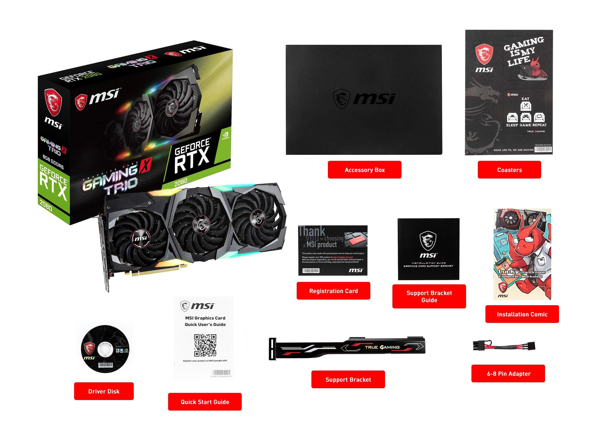 MSI MSI Gaming GeForce RTX 2080 8GB GDRR6 256-bit VR Ready Graphics Card (RTX 2080 GAMING X TRIO)