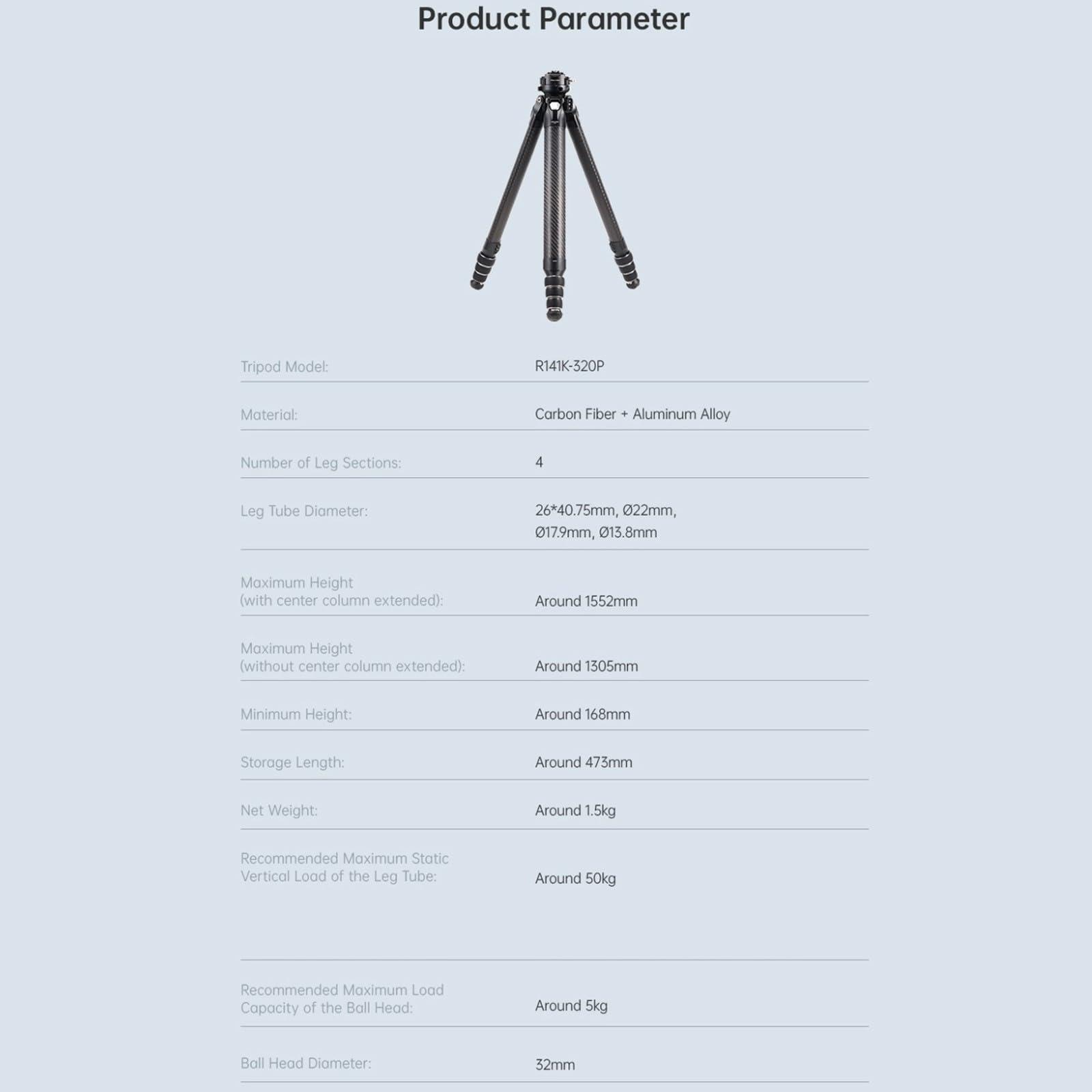 EACHSHOT Falcam TreeRoot F38 Pro 61" Carbon Fiber Tripod,Quick Lock Travel Tripod Capacity 5kg/11lbs with 1/4" Screw,Carry Strap Holes for Cameras