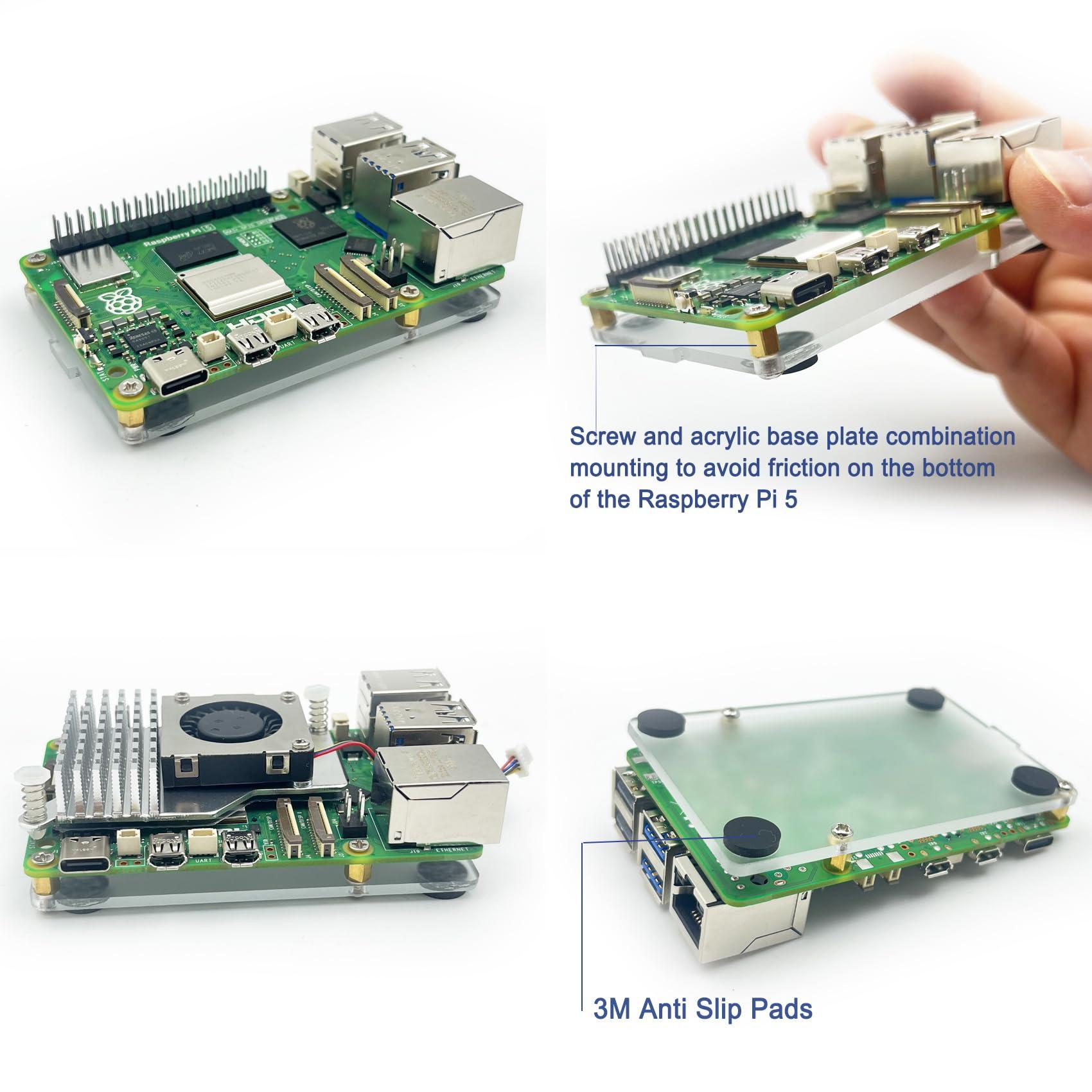 Awxlumv Raspberry Pi Active Cooler for Raspberry Pi 5 with 30mm PWM 4-Pin Cooling Fan Pi 5 Heatsink with Thermal Tape, Aluminium Heatsink Variable-Speed Blower