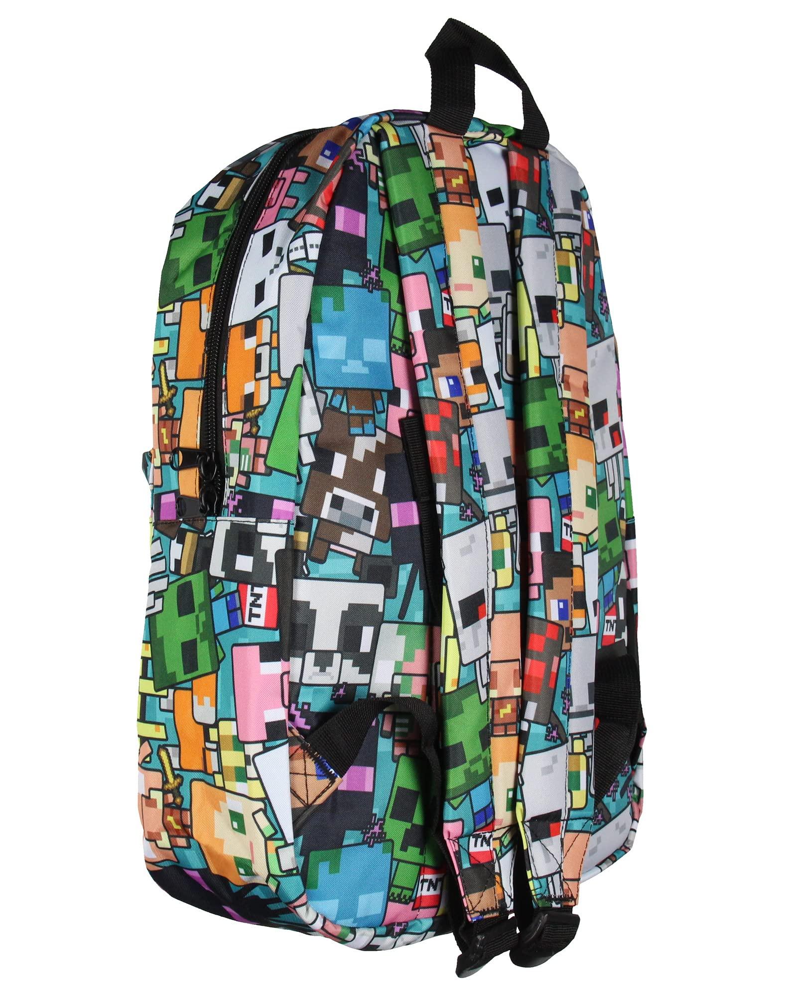 Bioworld Minecraft Backpack Multi Character Chibi Video Game School Laptop Travel Backpack