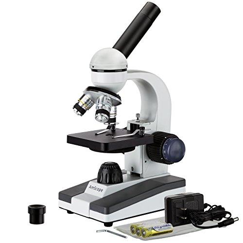 AmScope AmScope M150C-MS Compound Monocular Microscope, WF10x and WF25x Eyepieces, 40x-1000x Magnification, LED Illumination, Brightfield, Single-Lens Condenser, Coaxial Coarse and Fine Focus, Mechanical Stag