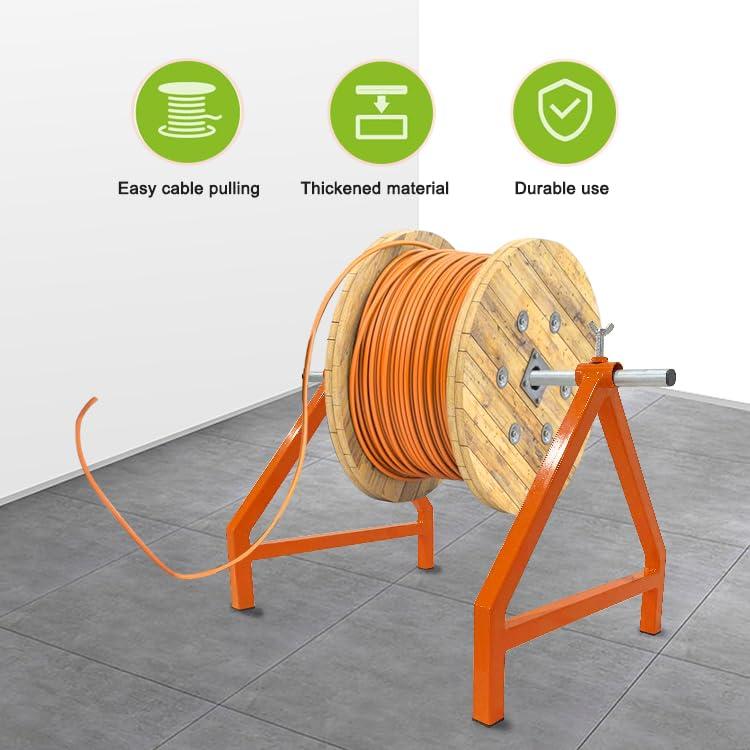 Wire Reel EIP Wire Caddy and 24" Wide Spool Rod | Portable Cable/Wire Spool Rack | Wire Reel Dispenser Heavy Duty Steel Welded Frame for up to 28" Diameter Spools | 220 lb Capacity | Heavy Duty knobs