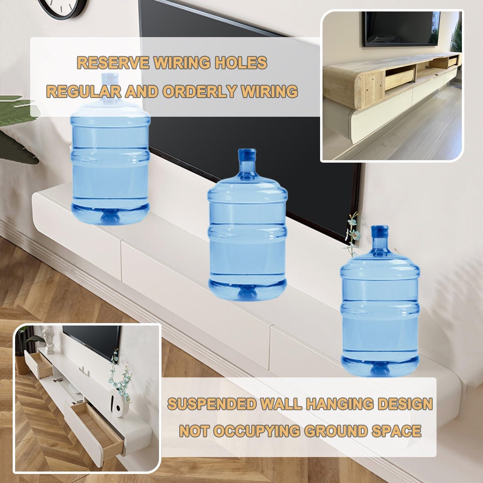 PetterShop Floating TV Shelf, Entertainment Center Wall Mounted Media Console, for Cable Box/Game Console Streaming Media Equipment (Color : Black, Size : 200cm)