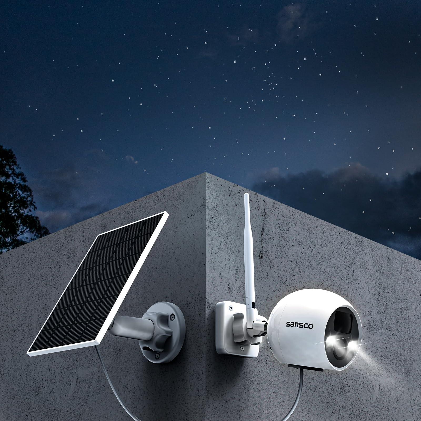 SANSCO [True Wire-Free] SANSCO Wireless Battery Powered Security Camera System with Solar Panels & 500GB HDD, 10 Channel 2K NVR Recorder, (4) 4MP Outdoor WiFi IP Cameras, 2 Way Audio, PIR Smart Detection