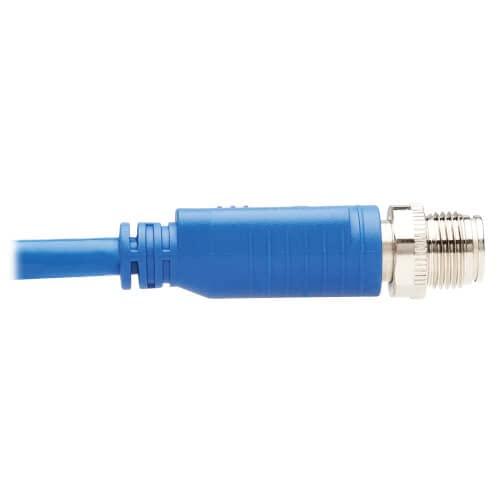 Tripp Lite Tripp Lite M12 X-Code Right-Angle Cat6 Ethernet Cable Blue (M/M), 1 Gbps, UTP, UL CMR-LP Certified for 60W PoE, Heavy-Duty IP68 Rating, 9.8 Feet / 3 Meters, (NM12-603-03M-BL)