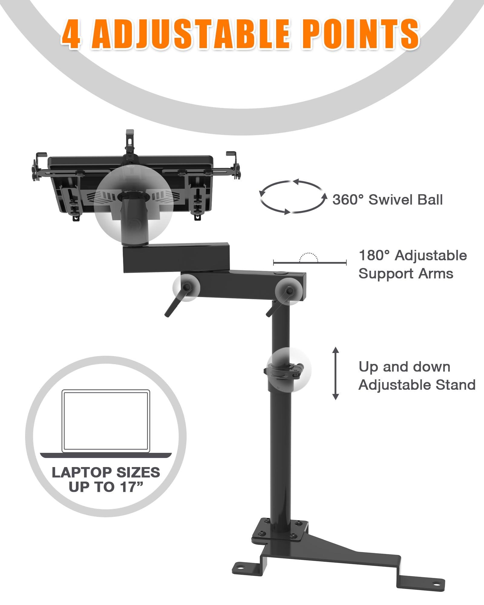 MELIPRON MELIPRON Truck Laptop Mount Fit for Ford F150 250 350 No-Drill Computer Mount Stand for Laptops Up to 17"