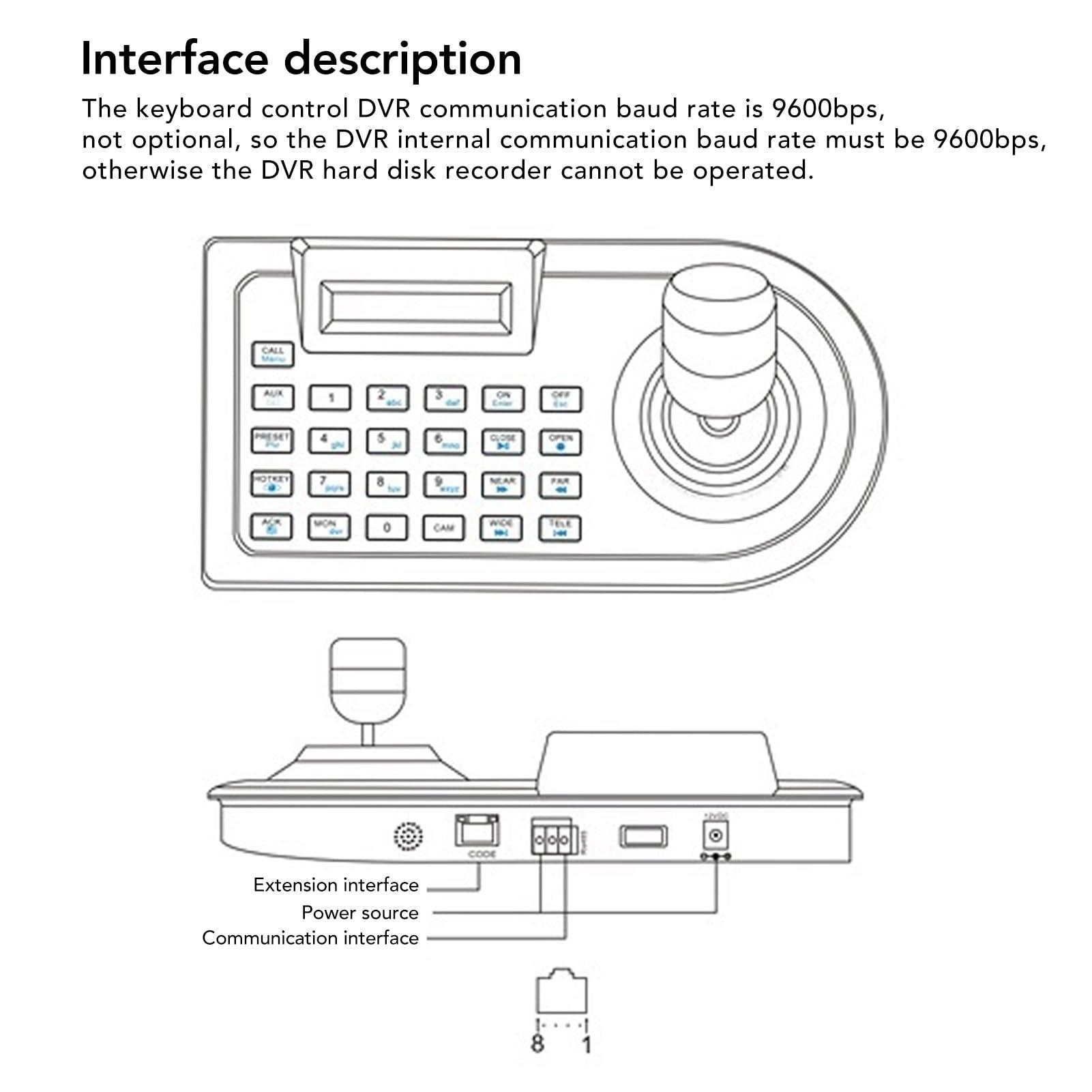 CHICIRIS PTZ Camera Keyboard, LCD Display Accurate Control PTZ Camera Controller 100-240V 3D for Surveillance (US Plug 100240V)