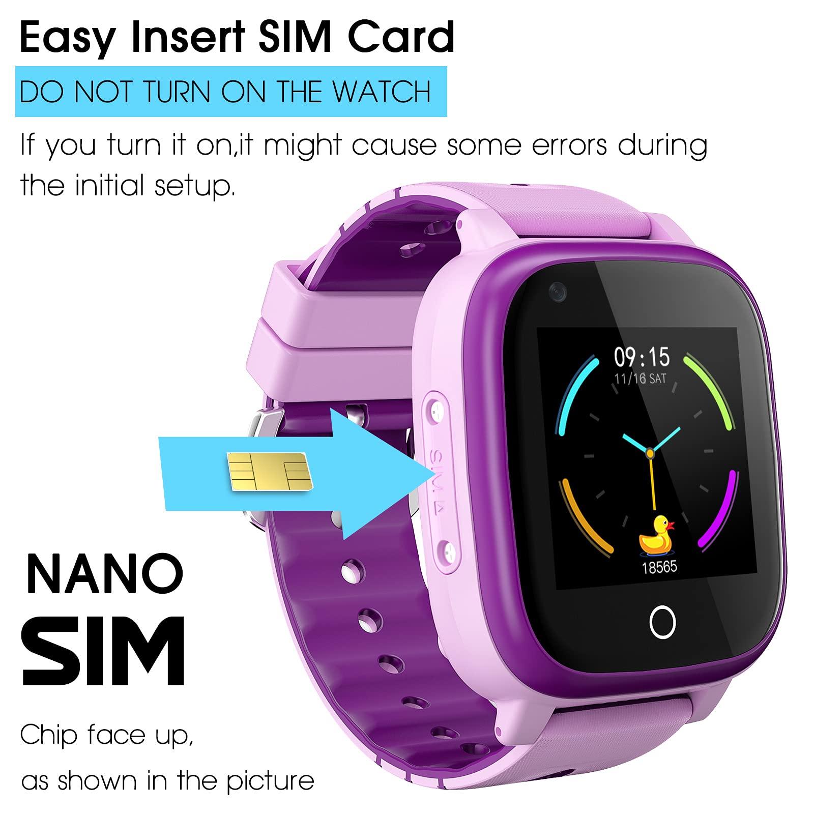 cjc 4G Kids Smart Watch with GPS Tracker and Calling, IP67 Waterproof, 2-Way Calls, GPS Tracker, SOS Kids Cell Phone Wrist Watch for Age 3-14 Girls Boys Girls Christmas BirthdayBirthday Gifts (purple)