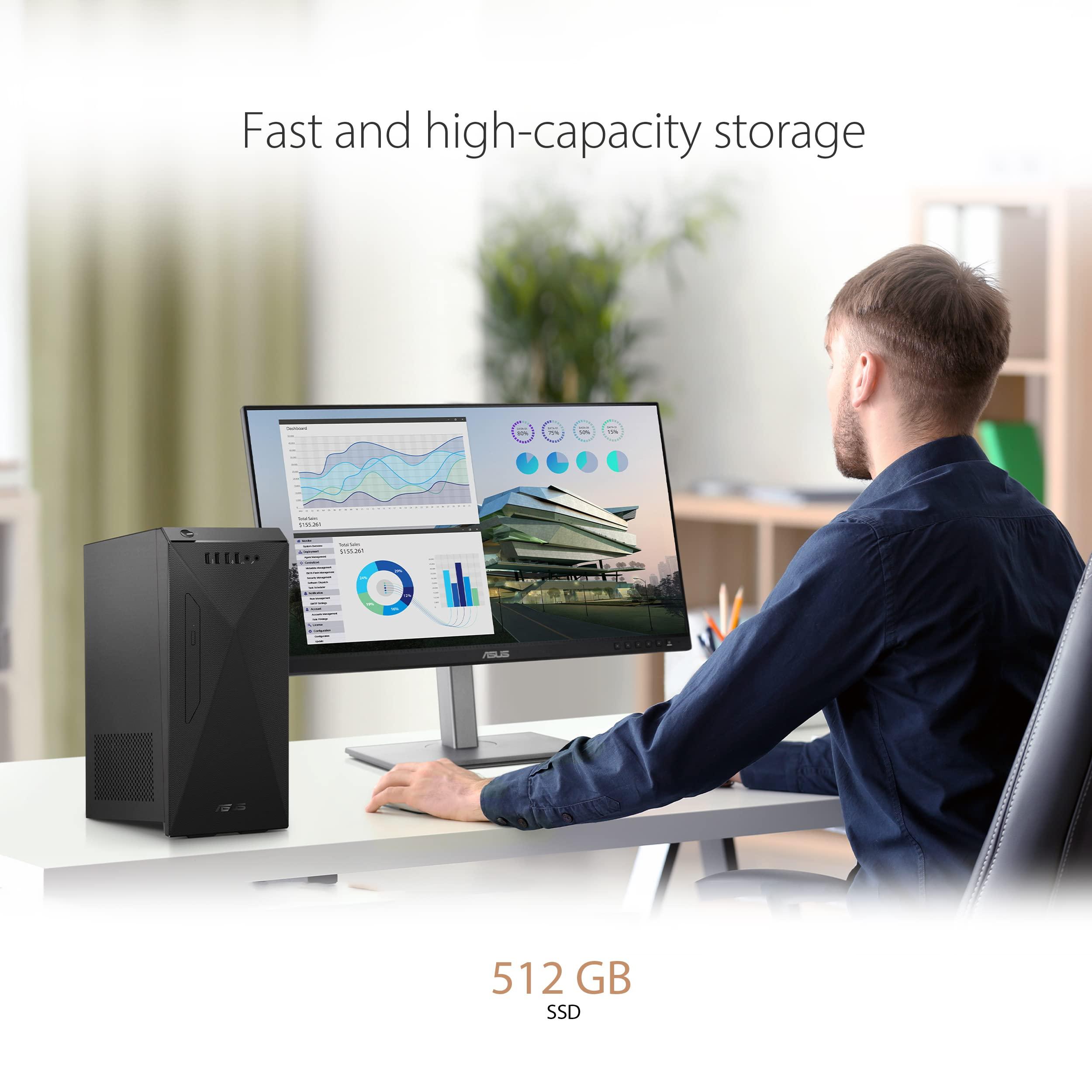 ASUS ASUS S500MC Small Form Factor Desktop PC, Intel Core i7-11700, 16GB DDR4 RAM, 512GB PCIe SSD, TPM 2.0, Windows 11 Home, Black, with an Optical Drive, S500MC-DH704