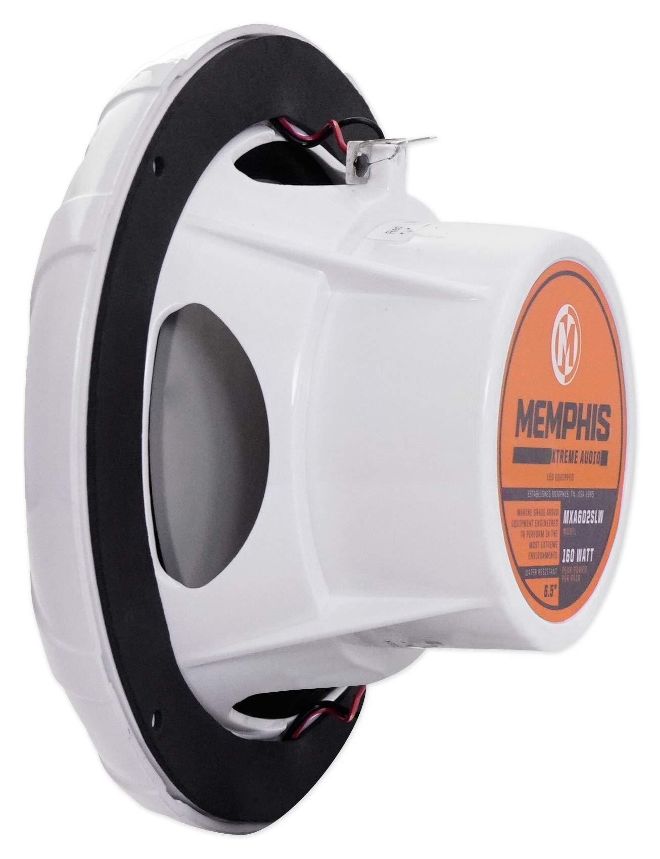 Memphis Memphis (4) Audio MXA602SLW 80 Watt 6.5" White Marine LED Speakers for Boat
