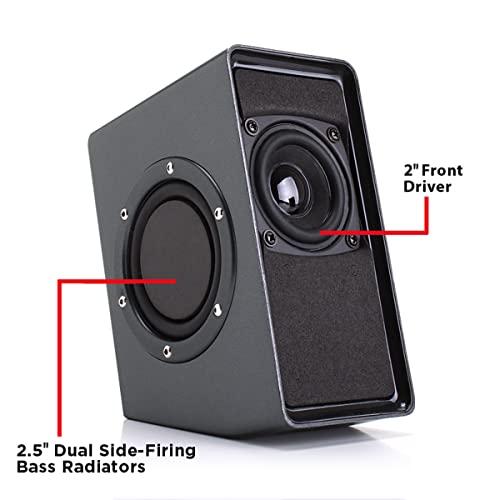 GOgroove GOgroove Laptop Computer Speakers - SonaVERSE O2 USB Powered Desktop Speakers with Dual Passive Bass Woofers, Built-in Volume Dial, Sleek Compact Design for Small Desks and Mobile PCs (Black)