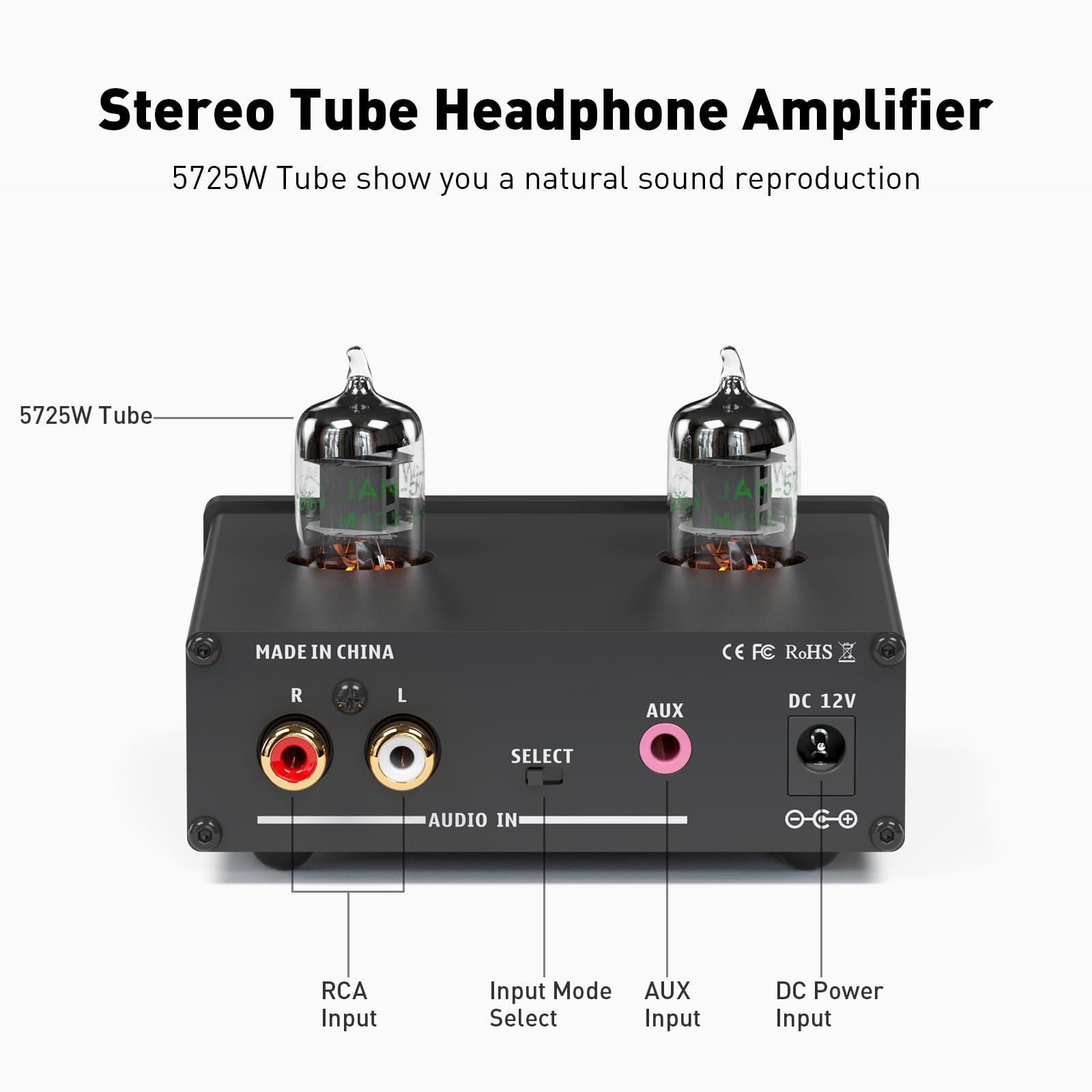 Fosi Audio Fosi Audio P2 Headphone Amplifier Vacuum Tube Headphone Amp Mini Hi-Fi Stereo Audio with Low Ground Noise Output Protection
