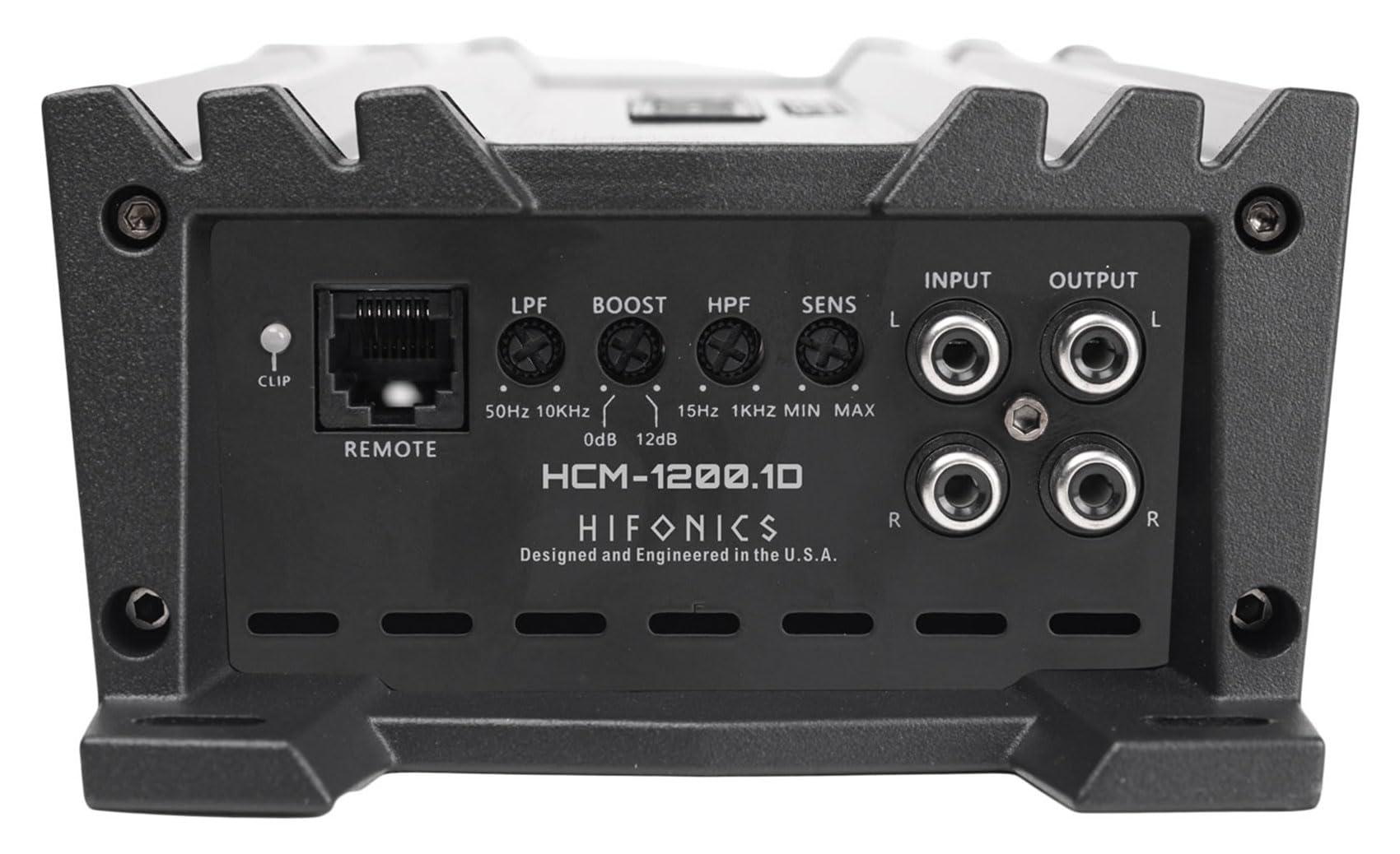 Audiosavings Audiosavings Bundle: Hifonics HCM-1200.1D 1200 Watt Mono Amplifier Mini 1 Ohm Class D Car Stereo Amp Bundle with Rockville RWK41 4 Gauge Complete Car Amp Wiring Installation Wire Kit (2 Items)
