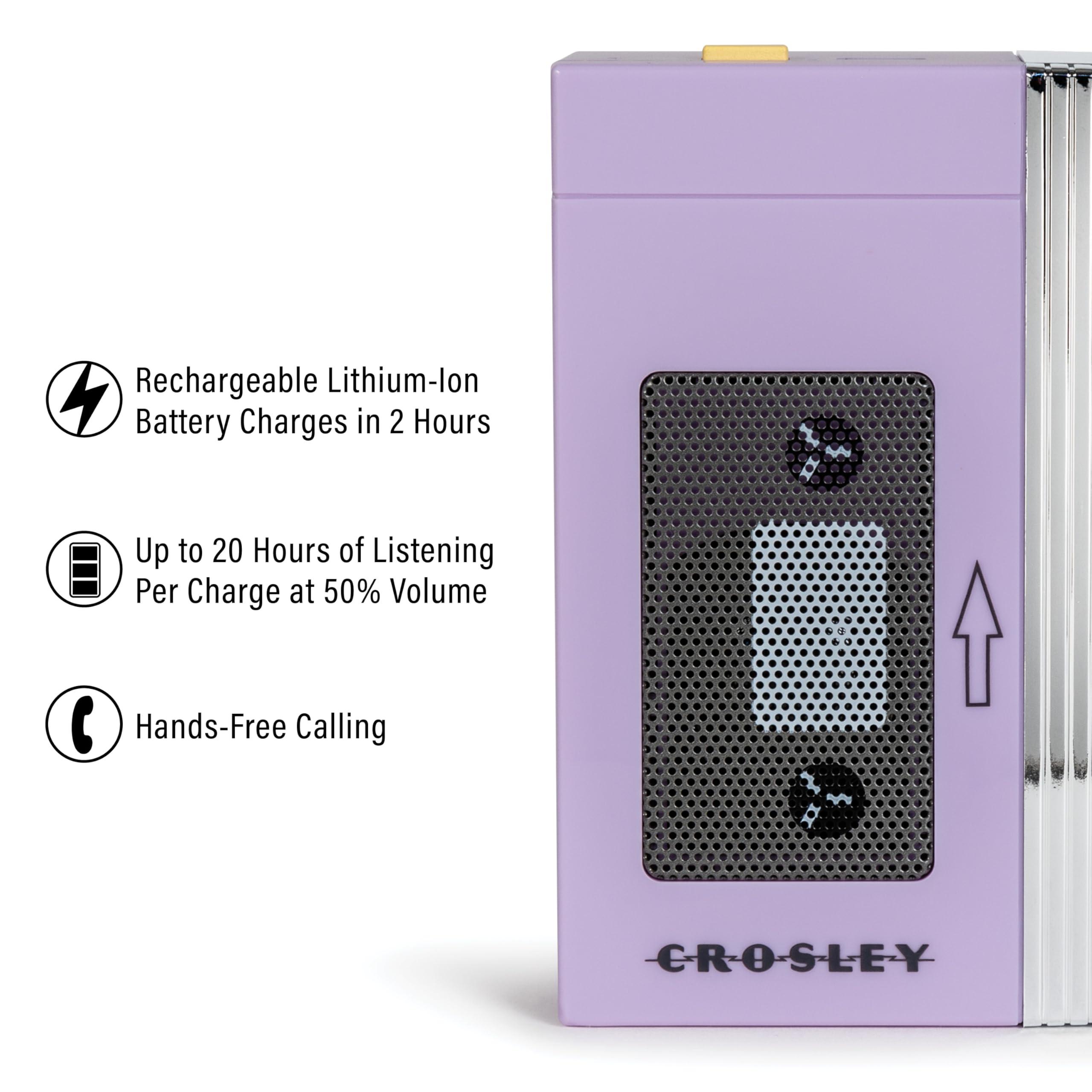 Crosley Crosley CR3047A-LN Mini Retro 80's Portable Bluetooth Speaker, Wireless with Microphone, Vintage, Lavender