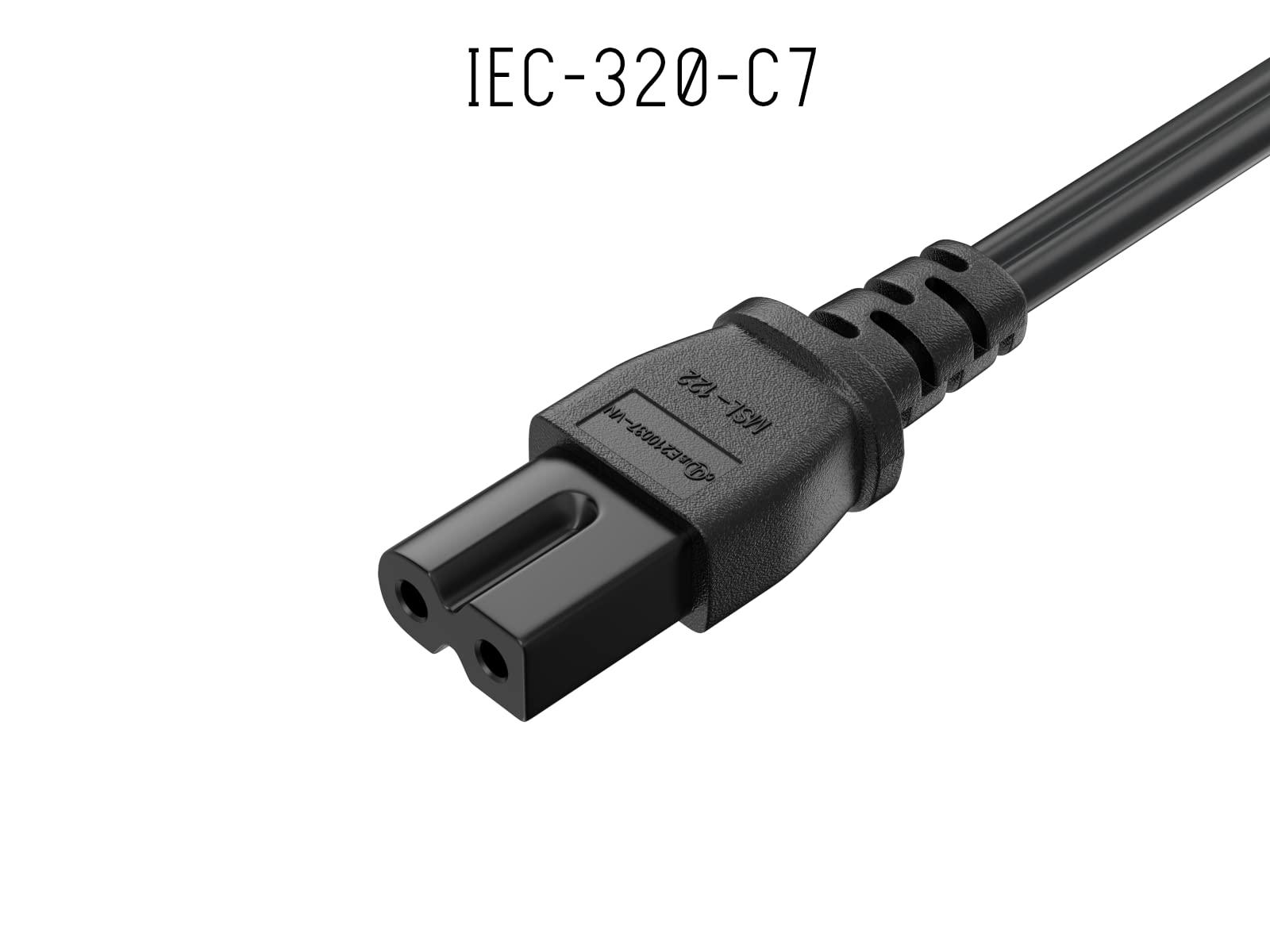 Cable Leader CableLeader NEMA 1-15P to IEC320 C7 2-Prong Notebook Power Cord, Polarized, 18 AWG, SPT-2, 10A/125V, Black (15 ft)