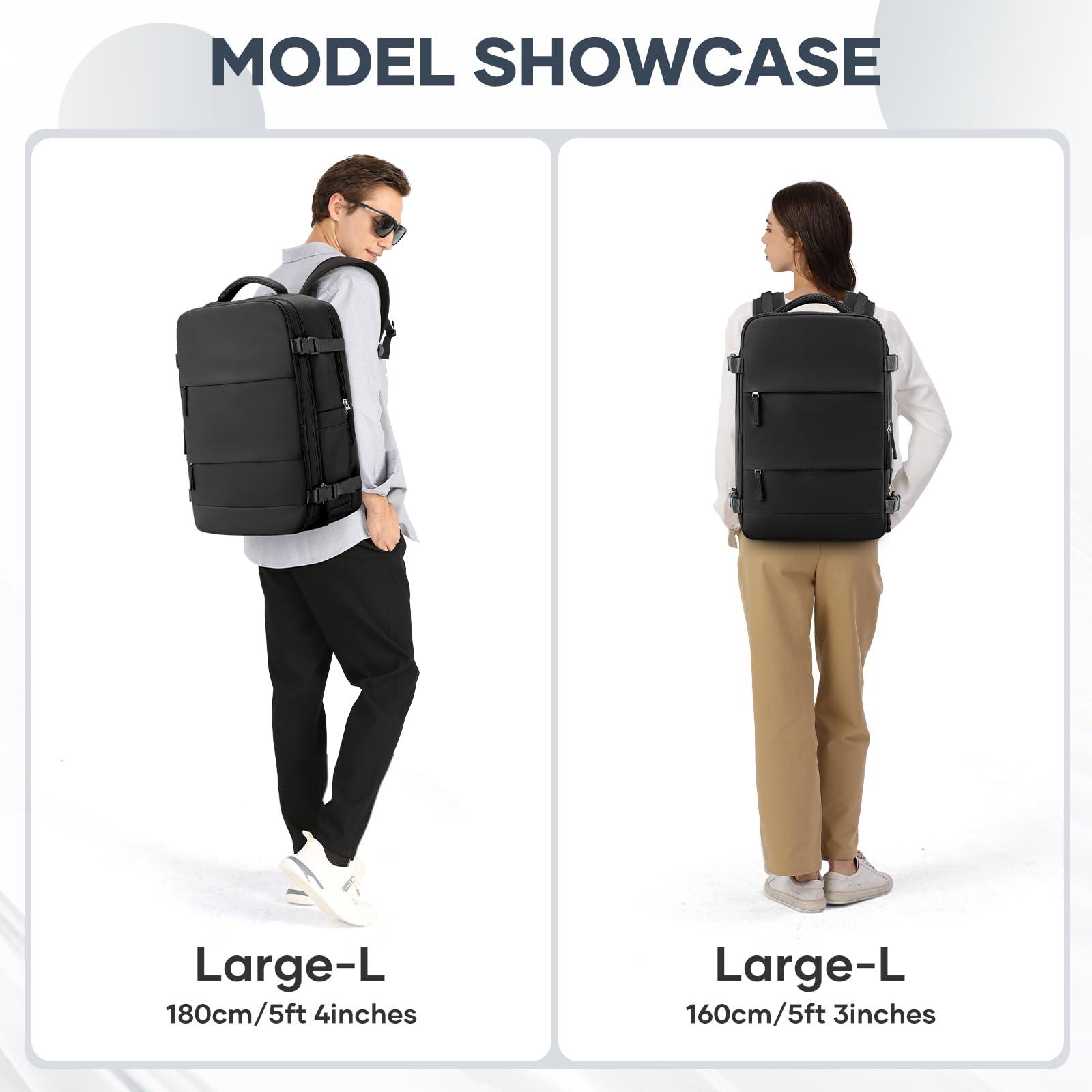 coowoz coowoz Large Travel Backpack For Women Men,Carry On Backpack Flight Approved,Hiking Backpack Waterproof Outdoor Sports Rucksack Casual Daypack Fit 15.6 Inch Laptop Shoes Compartment (Black)