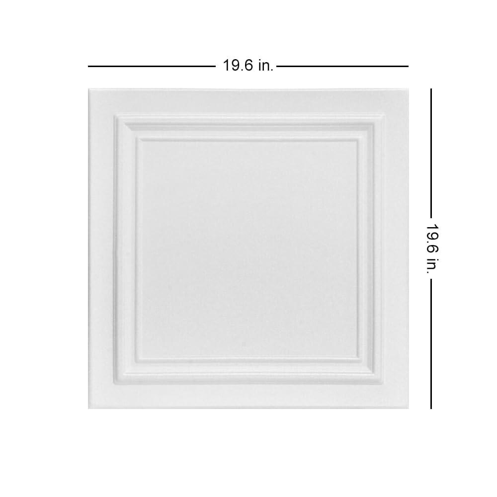 A La Maison Ceilings A La Maison Ceilings R24 Line Art Foam Glue-up Ceiling Tile (21.6 sq. ft./Case), Pack of 8, Plain White