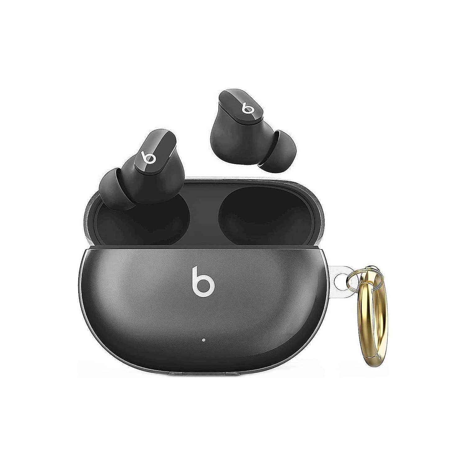 ZERODAMAGE SAHARA CASE SaharaCase Hybrid Flex Case for Dr. Dre Studio Buds 2021 [Rugged] Full Body Protection Antislip Grip Slim with Keychain (Transparent Black)