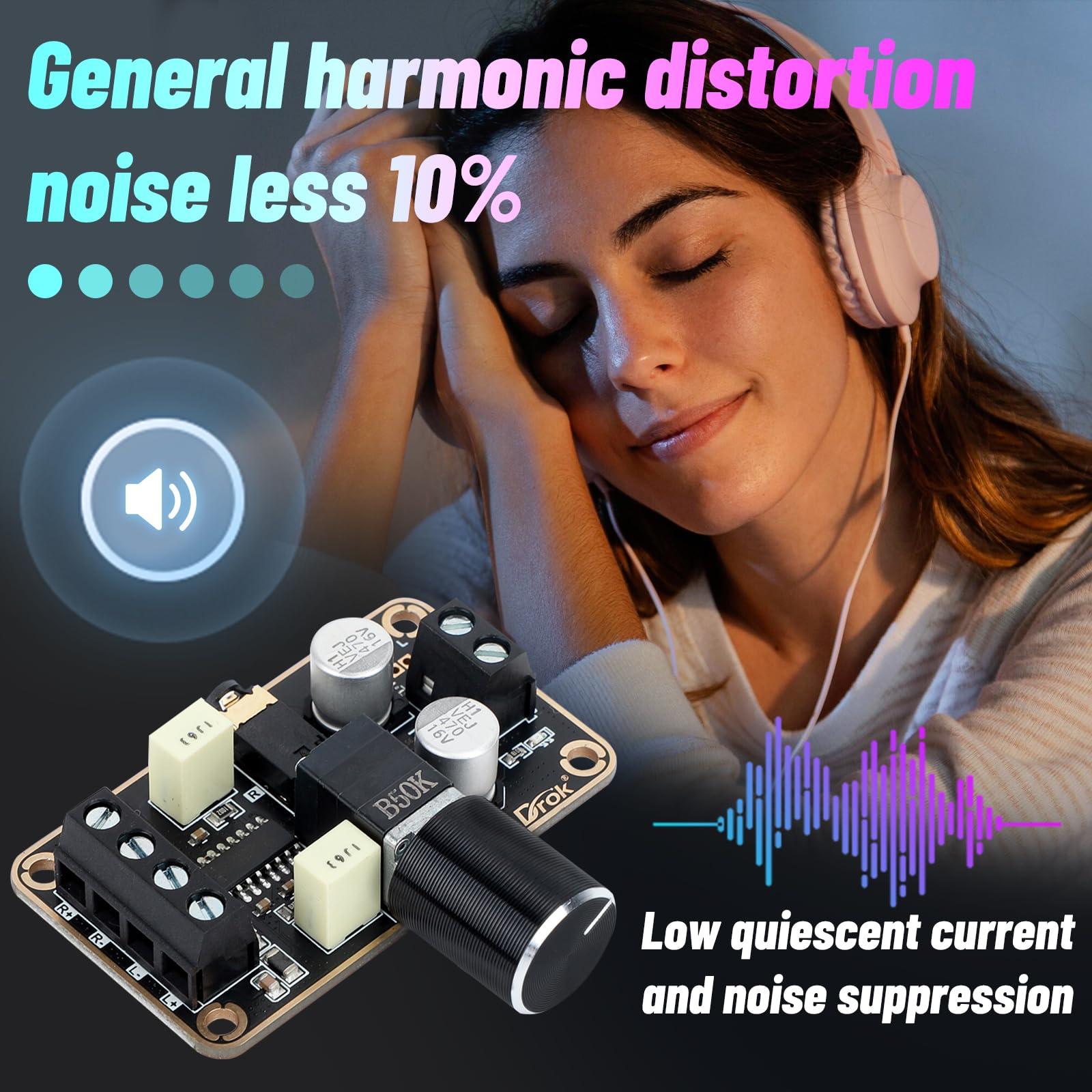 DROK DROK 5W+5W Mini Amplifier Board 2pcs PAM8406 Audio Amplifier Board DC 5V Digital Stereo Power Amp 2.0 Dual Channel Class D Amplify Module for DIY Speaker Sound System