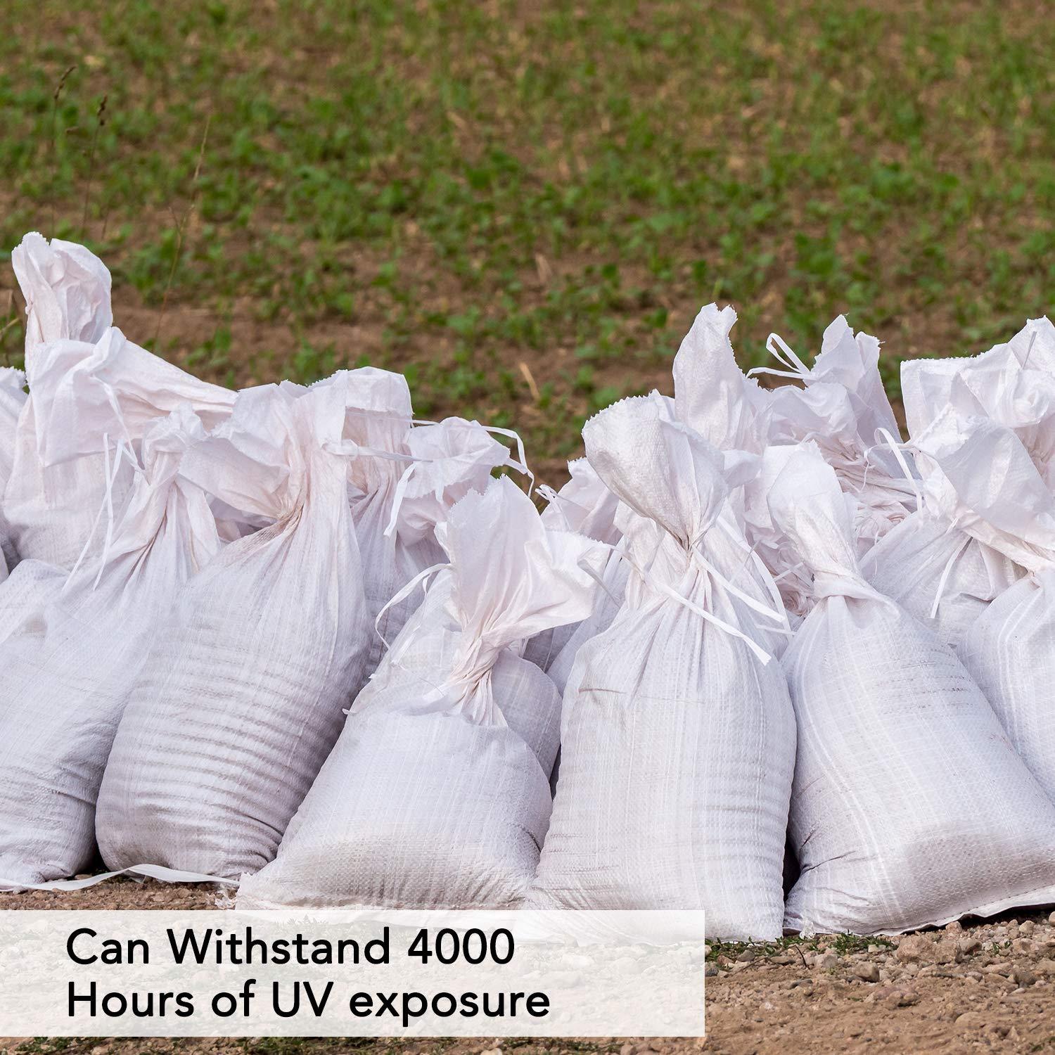 AK TRADING CO. AK TRADING CO. 14" x 26" Poly Sandbags W/UV Protection & Built-in Ties - Flood Water Barrier - Tent Sandbags - White