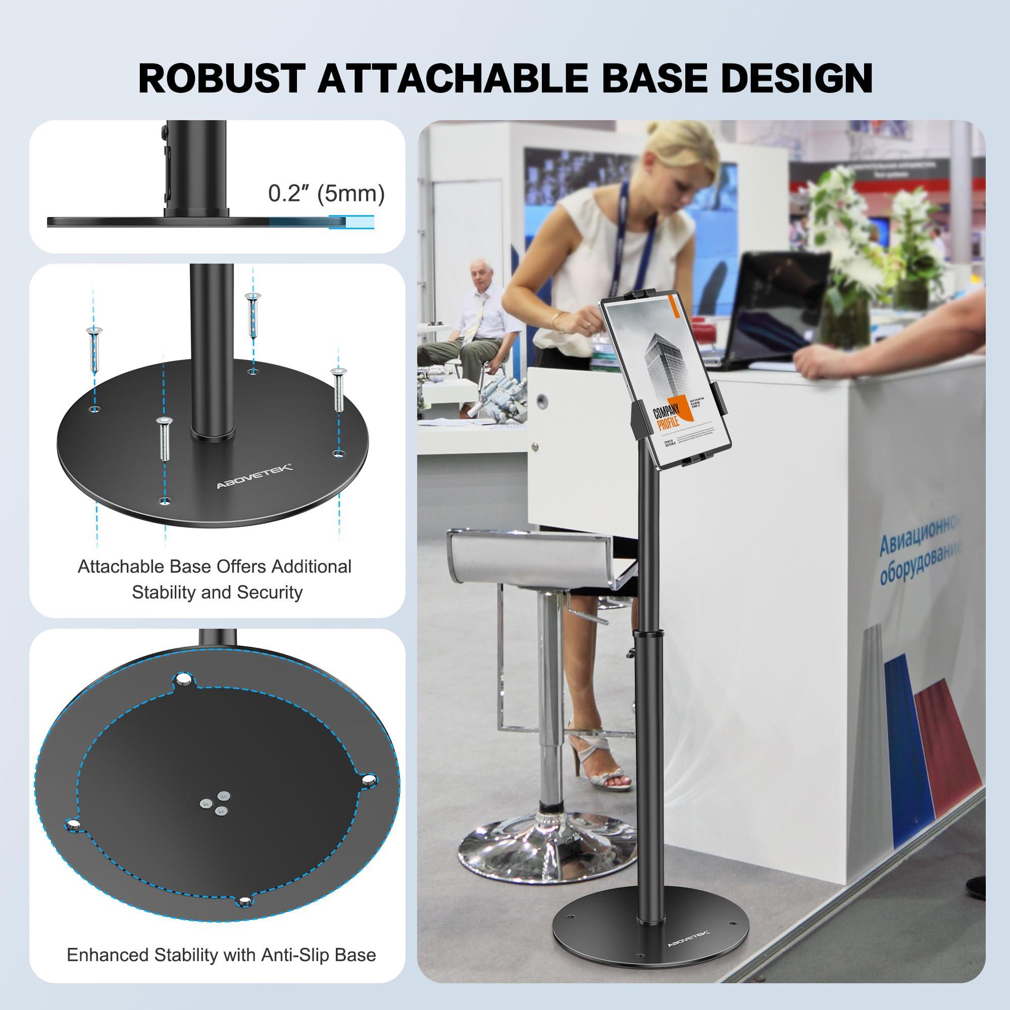 AboveTEK AboveTEK iPad Kiosk Floor Stand - Height Adjustable POS Tablet Floor Stand, 360 Swivel Universal Locking Holder for 7.9"-11" iPad/iPad Air/Samsung - Anti-Theft Security Stand for Retail, Business