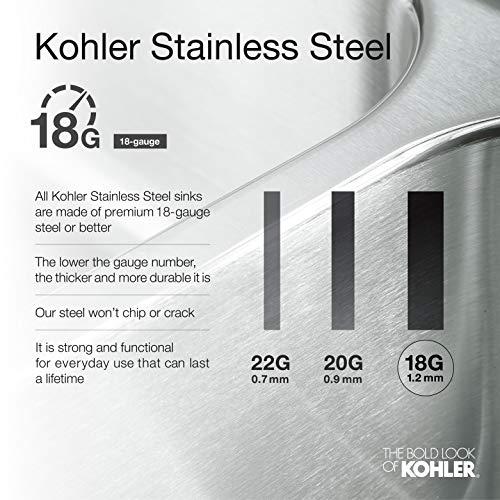 Kohler KOHLER Vault 30" Single Bowl 18-Gauge Stainless Steel Farmhouse Apron Front Kitchen Sink with Three Faucet Holes Top Mount Installation K-3935-3-NA