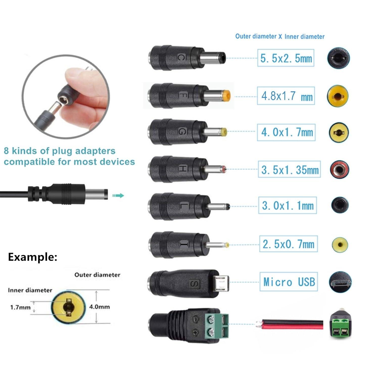 GuanTing Universal AC Adapter 15V 1A Power Supply 15W AC110V to DC15V Power Driver 15V 100mA~1000mA All Compatible with 8 DC Plug Tips adapters Charger Transformer AC-DC Adapter (DC15V~1A)
