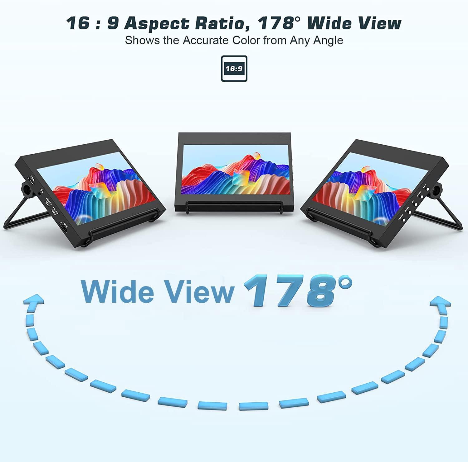 Chnia OEM PONPY 7" Raspberry Pi Touchscreen Monitor USB/HDMI Portable Monitor Capacitive Pi Display for PC Phones Raspberry Pi 4B 3B+ 3B 3A+ 2B B+