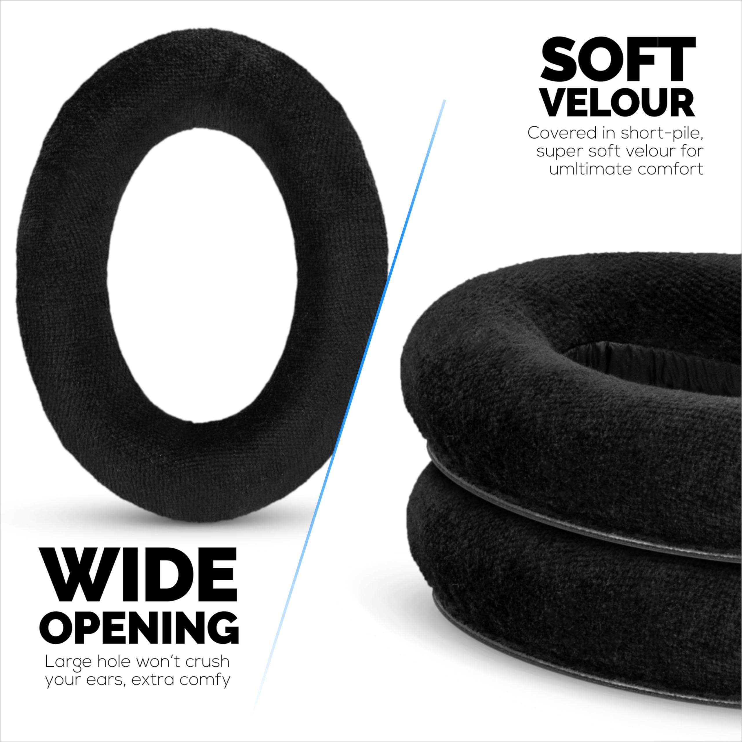 BRAINWAVZ Replacement Earpads for Sennheiser HD600, HD650, HD660S, HD525, HD535, HD545, & Massdrop HD58X, HD6XX Headphones - Soft Velour Cushions for Extra Comfort, by Brainwavz (Black)