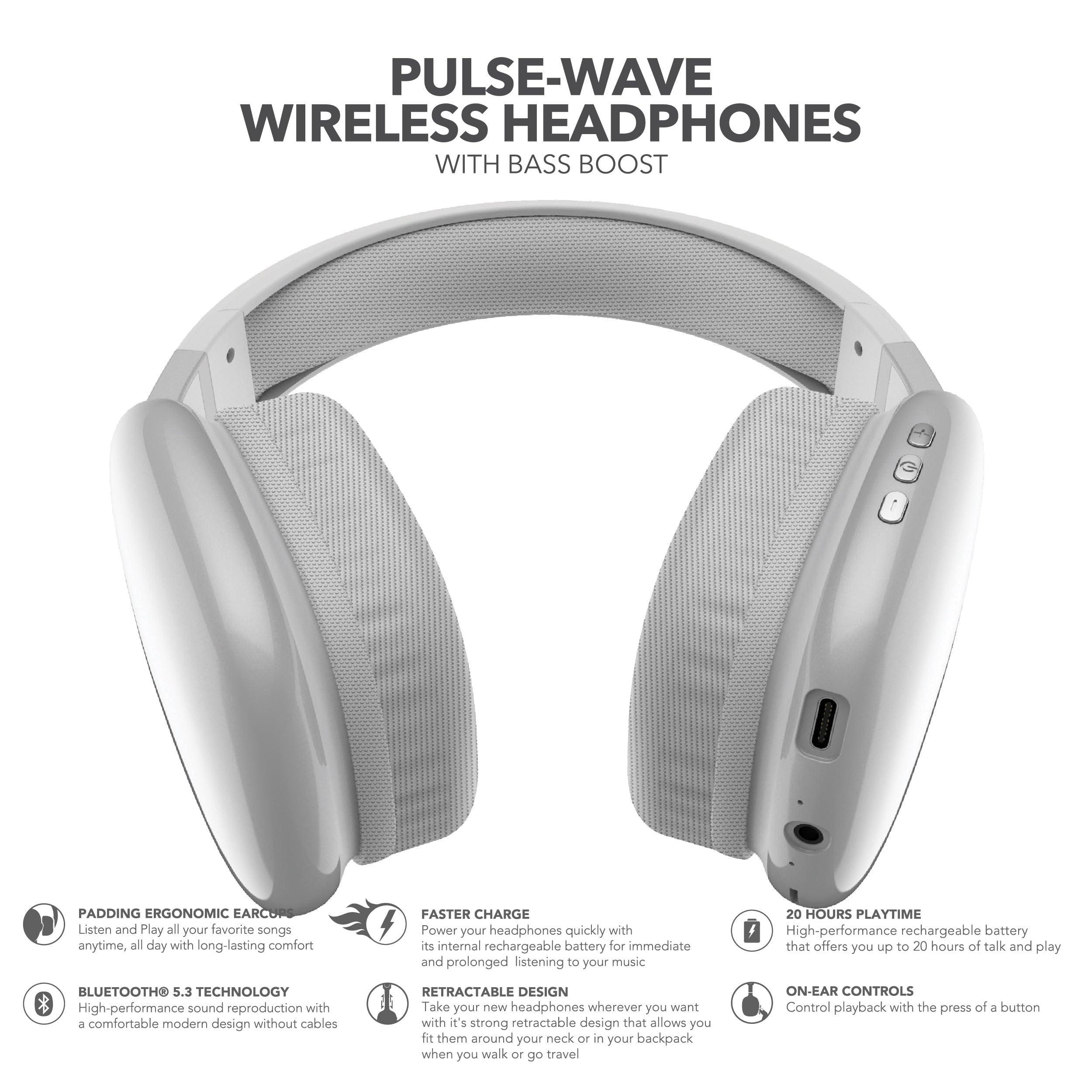 RCA RCA Wave-56 Wireless Headphones, 20 Hour Battery Life, Hi-Res Audio, Enhanced Bass, Transparency Mode, Lightweight Comfort, Travel Friendly Design, White