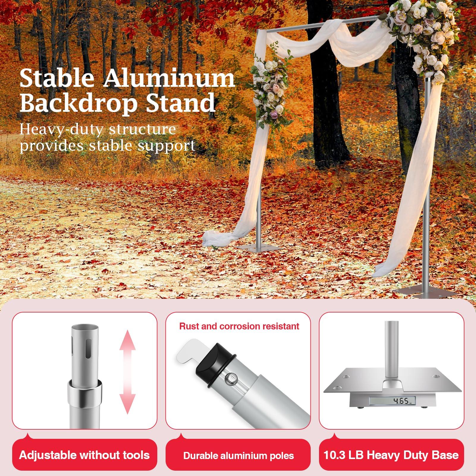 EMART EMART Pipe and Drape Backdrop Stand Kit, 12ftx10ft Heavy Duty Adjustable Photo Background, Metal Frame with Flat Base for Wedding, Birthday Party, Banquet Decorations