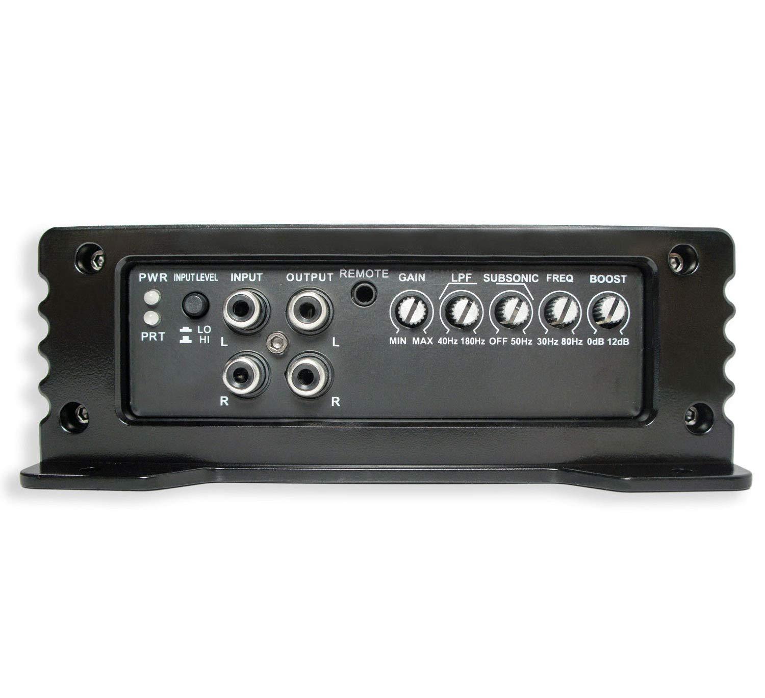 Harmony Audio Harmony Audio Bundle Compatible with Universal Vehicle HA-R124 Dual 12" Loaded Sub Box Enclosure Rhino Coated with HA-A400.1 Amplifier and HA-AK4 4 Gauge Amp Install Kit