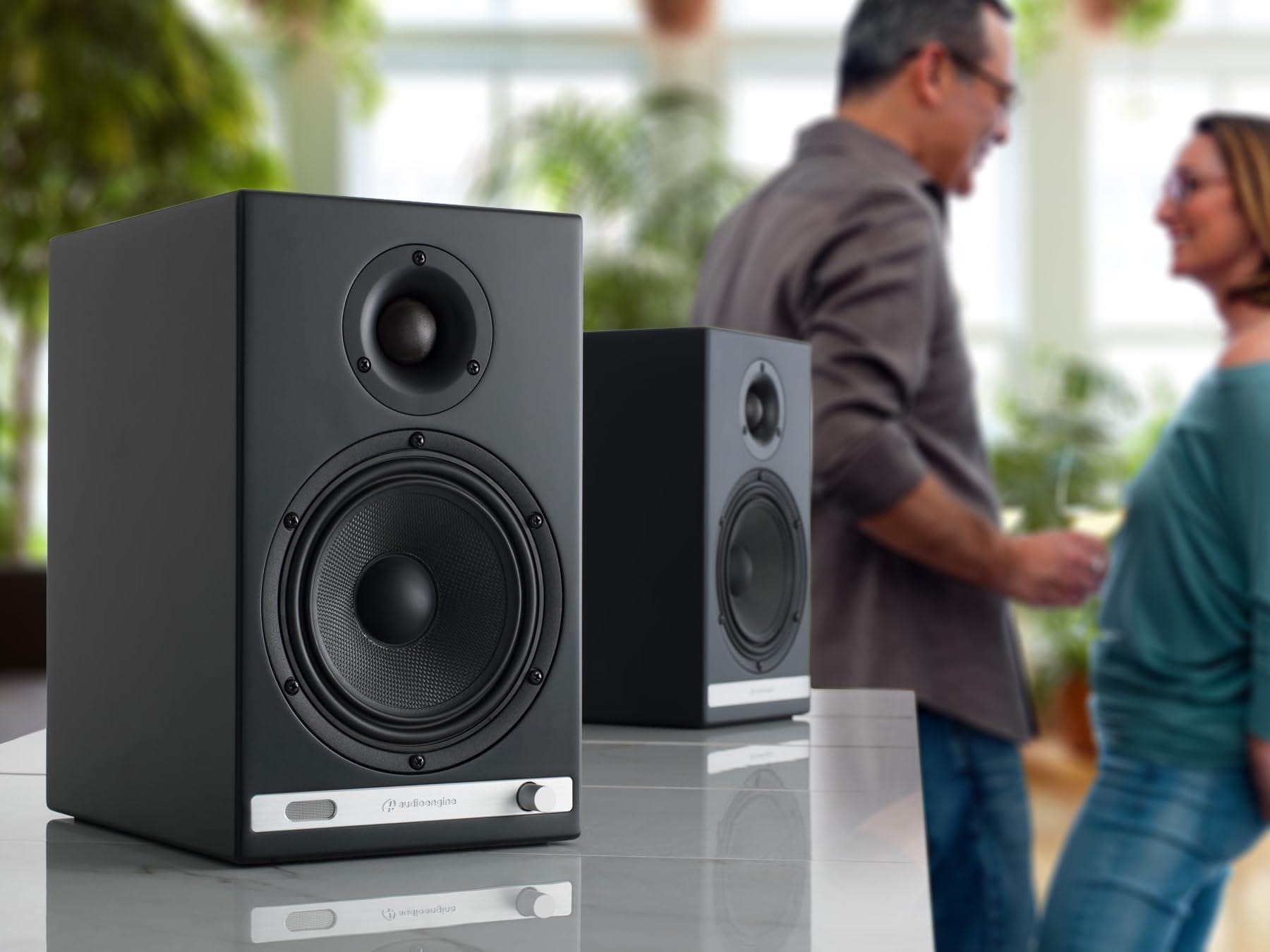 Audioengine Audioengine HD6 Black Powered Bookshelf Stereo Speakers and S8 White Subwoofer with Remote