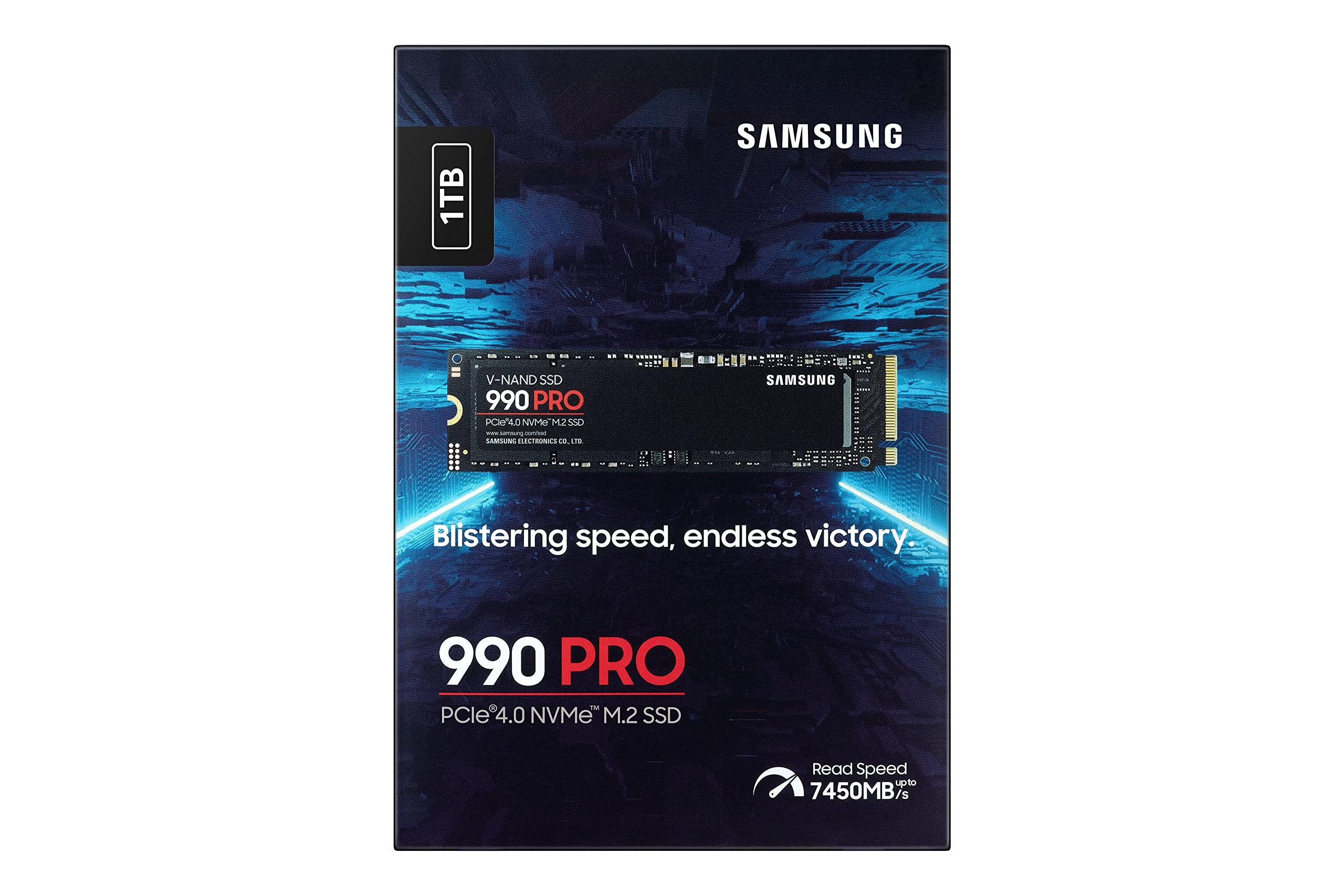SAMSUNG Samsung 990 PRO 1TB PCIe 4.0 (up to 7450 MB/s) NVMe M.2 (2280) Internal Solid State Drive (SSD) (MZ-V9P1T0BW)