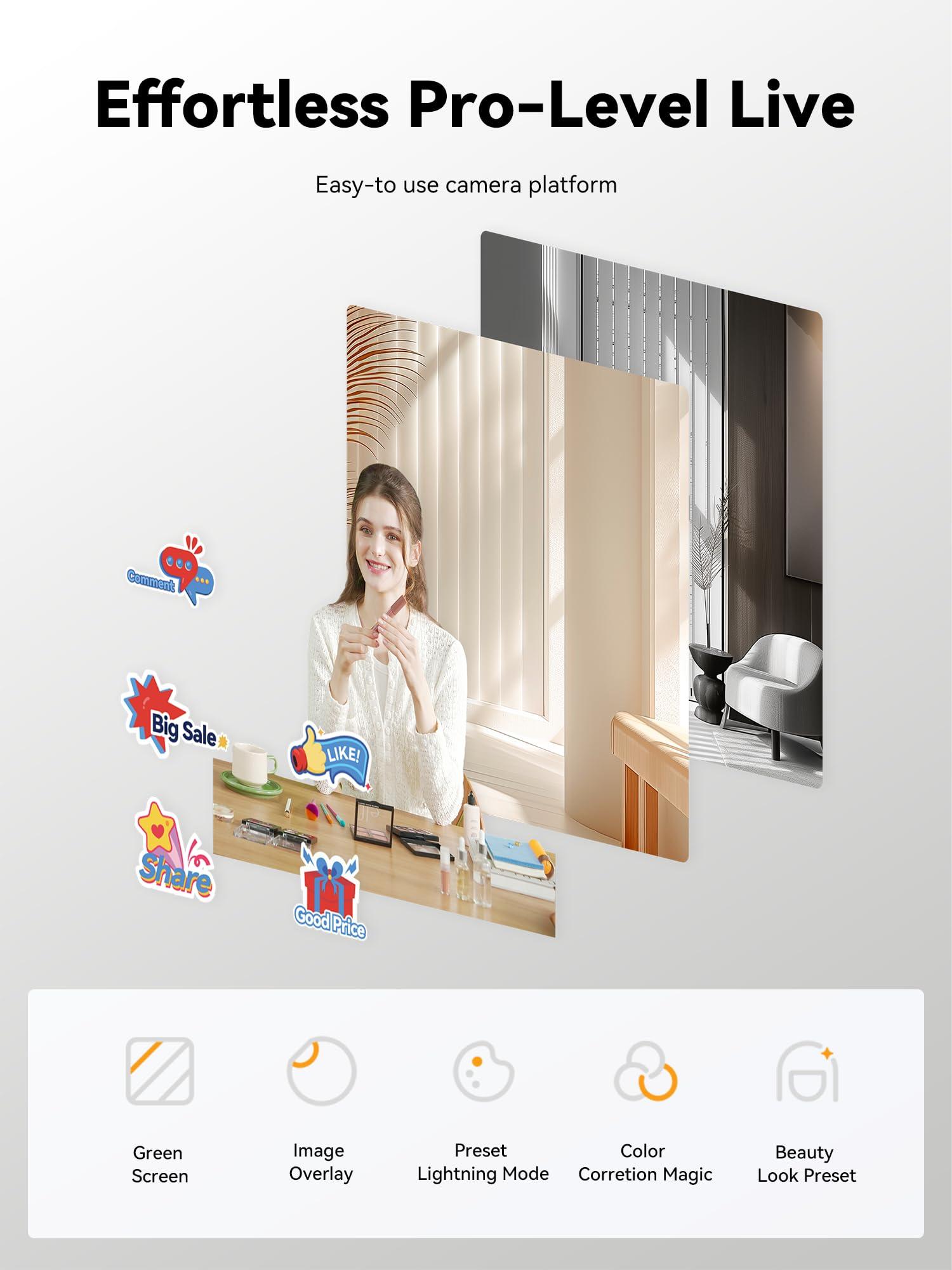HollyView Hollyland VenusLiv V2 Wireless Live Streaming Camera, 4K30p/RTMP/USB-C/HDMI Video Output, Stream LAN/Wi-Fi, for Built-in Installed Tiktok/YouTube/Facebook/Twitch/Online Course Teaching Live Streaming
