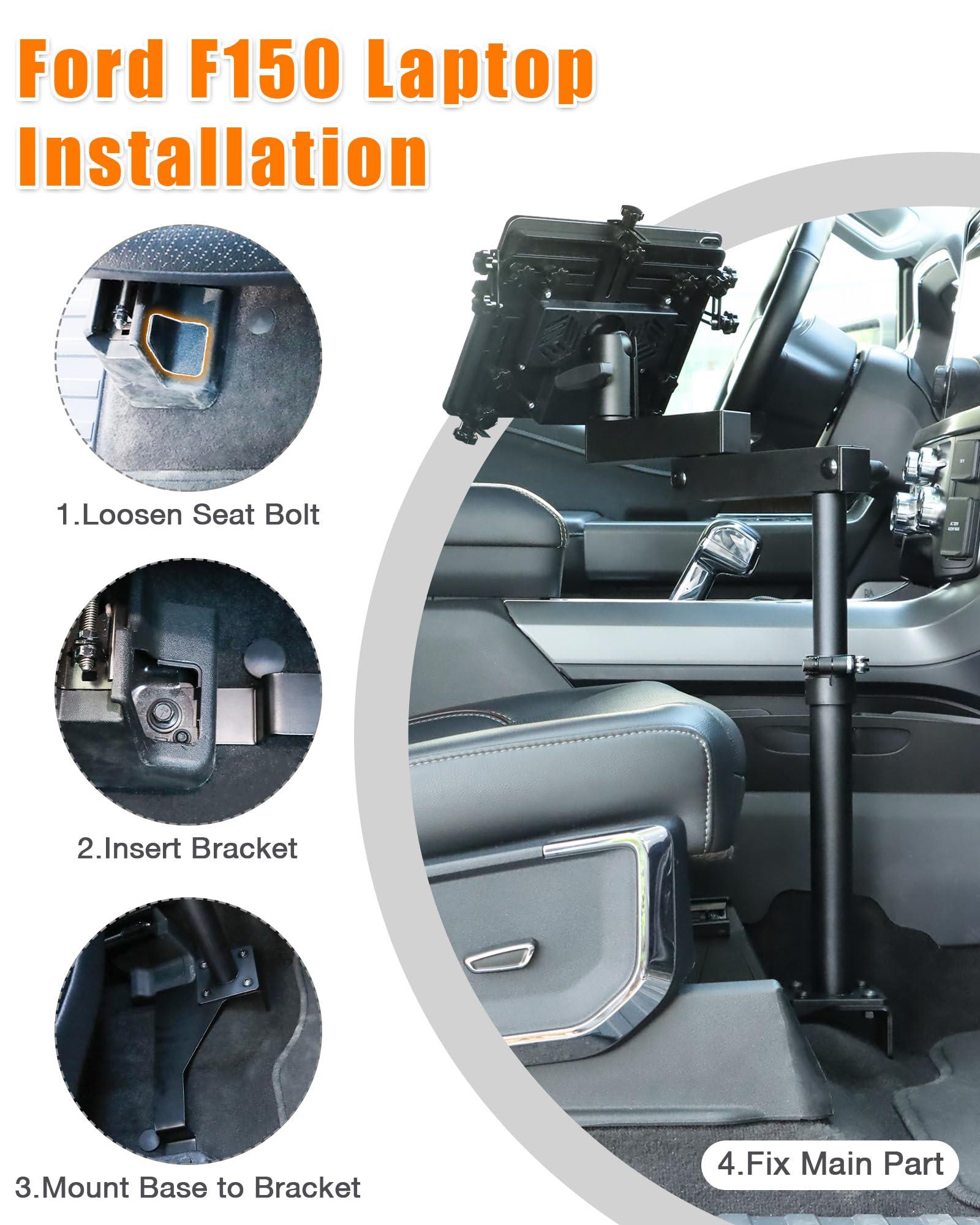 MELIPRON MELIPRON Truck Laptop Mount Fit for Ford F150 250 350 No-Drill Computer Mount Stand for Laptops Up to 17"