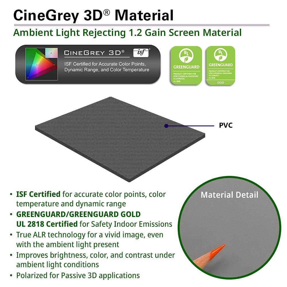 Elite Screens Elite Screens 150-Inch CLR and ALR Fixed Frame Projector Screen, Ceiling Light Rejecting, ISF-Certified CineGrey 3D Material, Indoor Home Theater Screen for Standard Throw Projectors Use, ER150DHD3