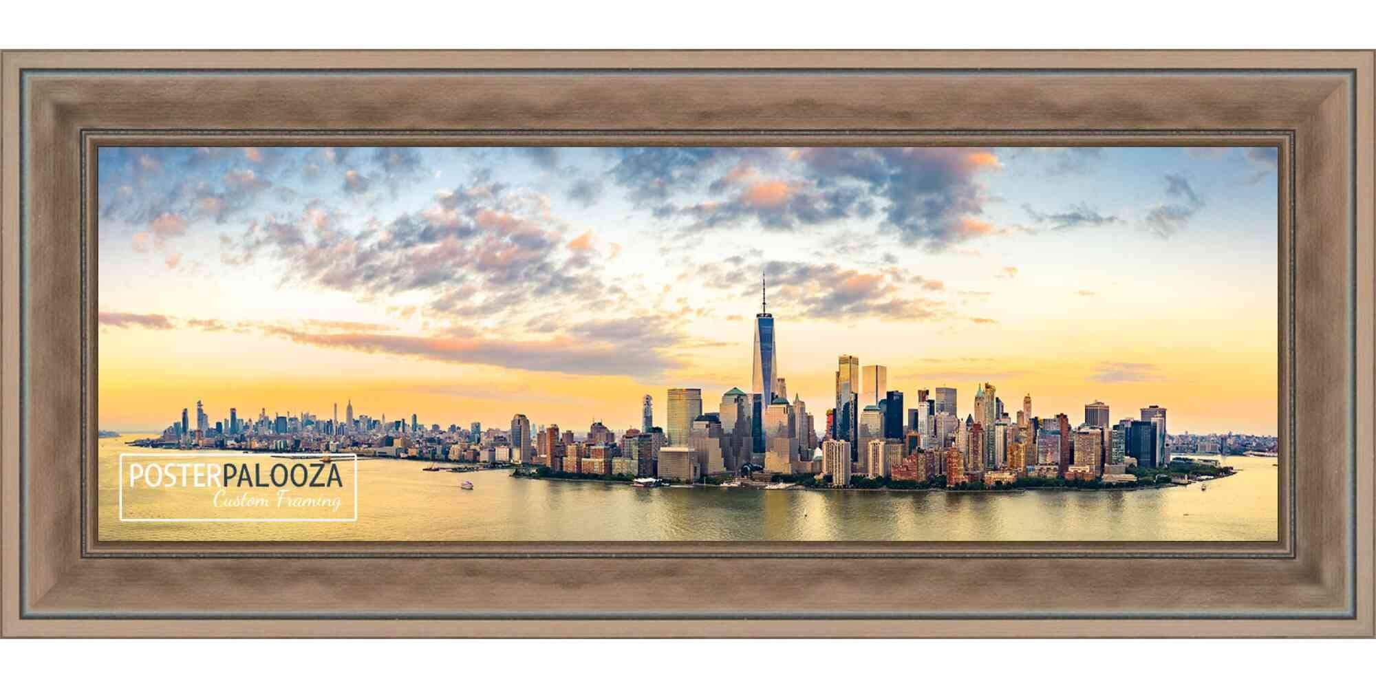 Poster Palooza 40x13.5 Contemporary Bronze Complete Wood Panoramic Frame with UV Acrylic Plexiglass, Foam Board Backing & Hardware Included