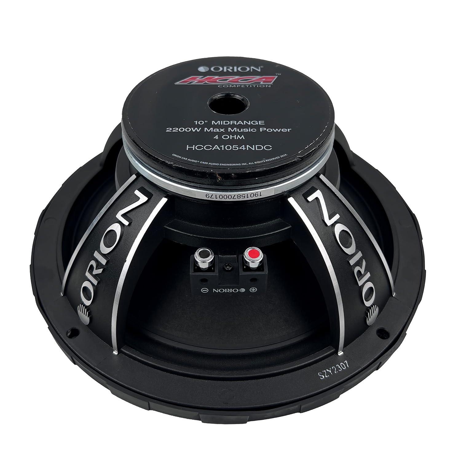 ORION ORION HCCA1054NDC 10 Neodymium Magnet Mid-Range Dust Cap Loudspeaker, 2200W Max Power, 550W RMS, 4 Ohm, 3 Voice Coil - Pro Car Audio Stereo, Slim Midrange Speaker (Single)