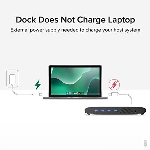 Plugable Plugable Universal Laptop Docking Station, 4K Dual Monitor, DisplayPort or HDMI, Windows Mac or ChromeOS Laptops, USB-C or USB 3.0, Adds 2 Displays, Ethernet, Audio, 6 USB Ports