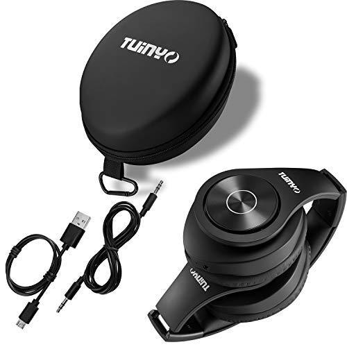 TUINYO TUINYO Wireless Headphones Over Ear, Bluetooth Headphones with Microphone, Foldable Stereo Wireless Headsetfor Travel Work TV PC Cellphone-Black
