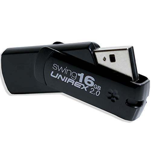Unirex Unirex USFW-216S USB 2.0 Flash Drive, Swing, 16GB, Black
